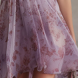 Violetti | Mini Mekko Kukallisella Raidallisella Chiffon Retro