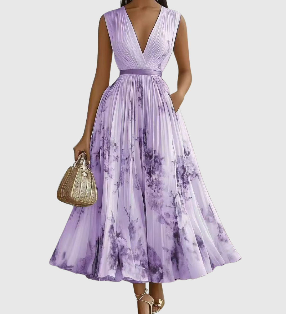 ROWELLA | ELEGANTTI PLISSEERATTU MAXIMEKKO