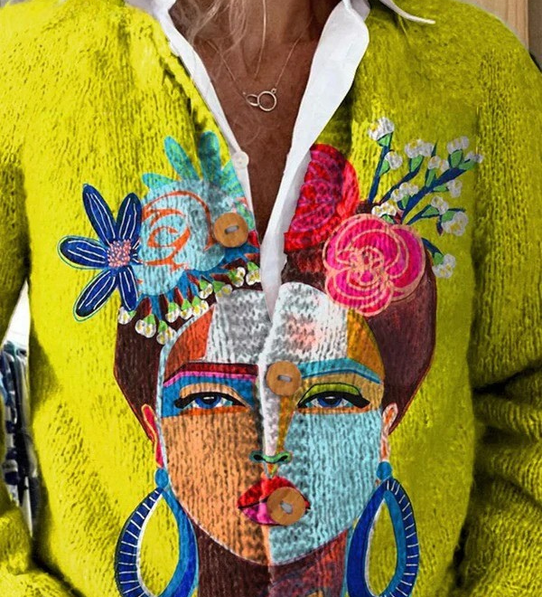 ONA | ÖLJYMAALAUS FREDA PORTRAITTAIDETULOSTETTU NAPITETTU NEULE