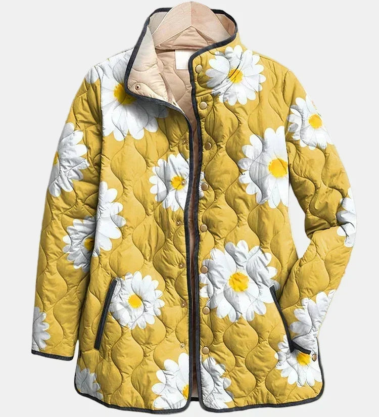 OLIVIA | V quilting-takki Daisy Elise -kukkakuviolla