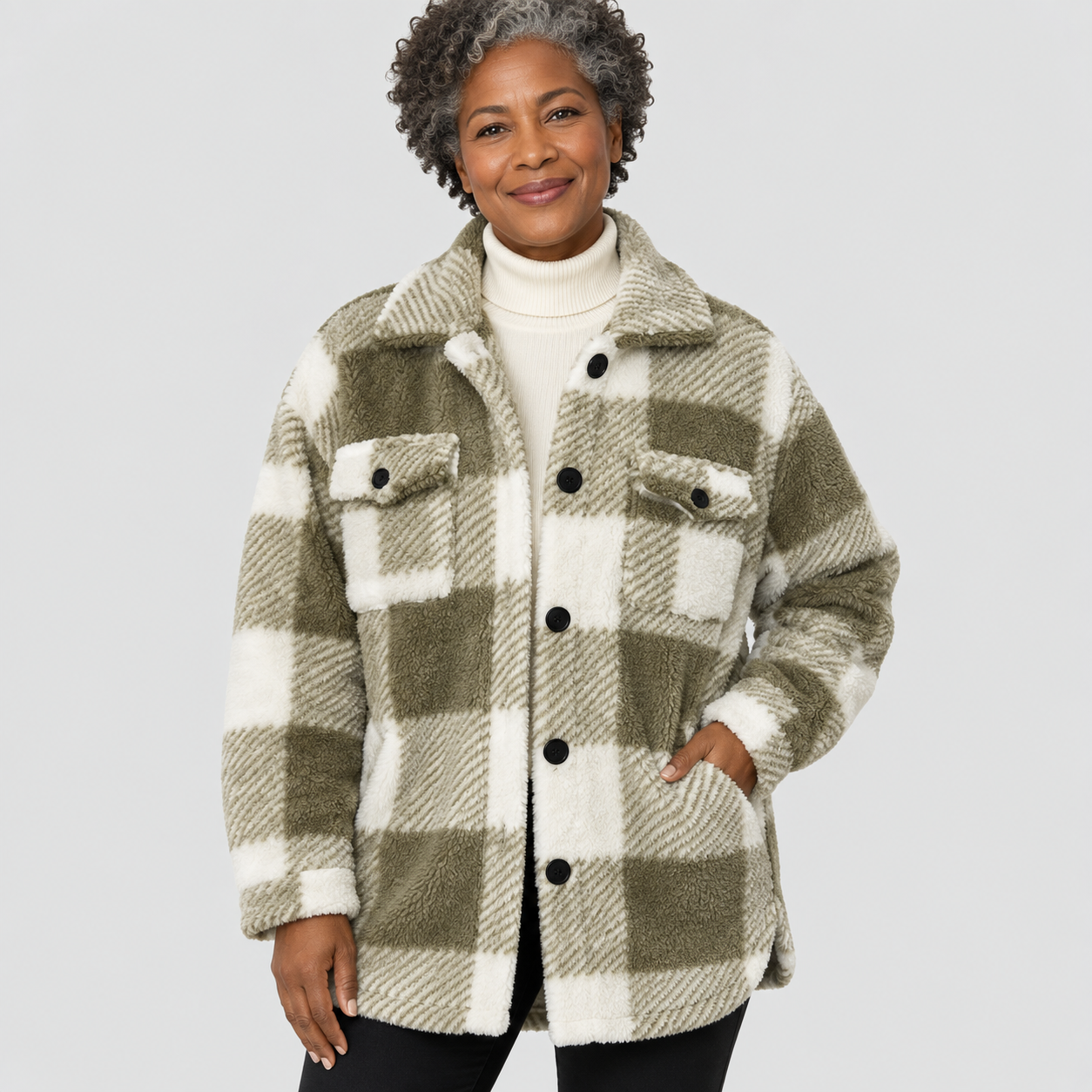 Hannele | Tyylikäs Ruudullinen Fleece-takki