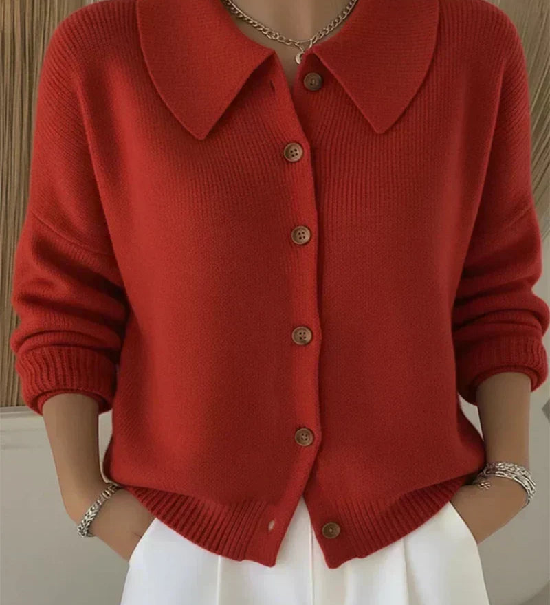 Napillinen Pehmeä Kauluksellinen Cardigan Mathilde