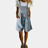 Judy | Vintage Pestyt Pehmeä Puuvillamainen Denim Kukallinen Haalaripuku