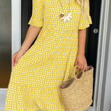 ELEGANTTI MIDI-MEKKO LYHYILLÄ HIHOILLA NAISELLE