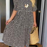 ELEGANTTI MIDI-MEKKO LYHYILLÄ HIHOILLA NAISELLE