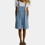 Clara | Vintage Pestyt Pehmeä Puuvillan Tuntu Denim Lyhyt Yhteensopiva Vaaleansininen