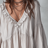 Ilmava Vintage-tyylinen Rypytetty Boheemi Paita