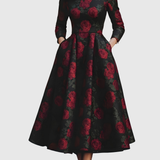 LILLA | ELEGANTTI VINTAGE A-LINJAN MAXIMEKKO KUKKAKUVIOLLA