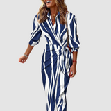 Cecilia™ Elegantti Raidallinen Mekko