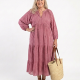Arlette | Geometrinen Printti Pitkähihainen Midi Mekko