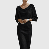 ISMÉRIA | VALKOINEN DRAPED BATWING MIDI-MEKKO