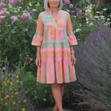 Maelle | Geometrinen Printti V-kaula-aukko Kerroksellinen Polvipituinen Mekko