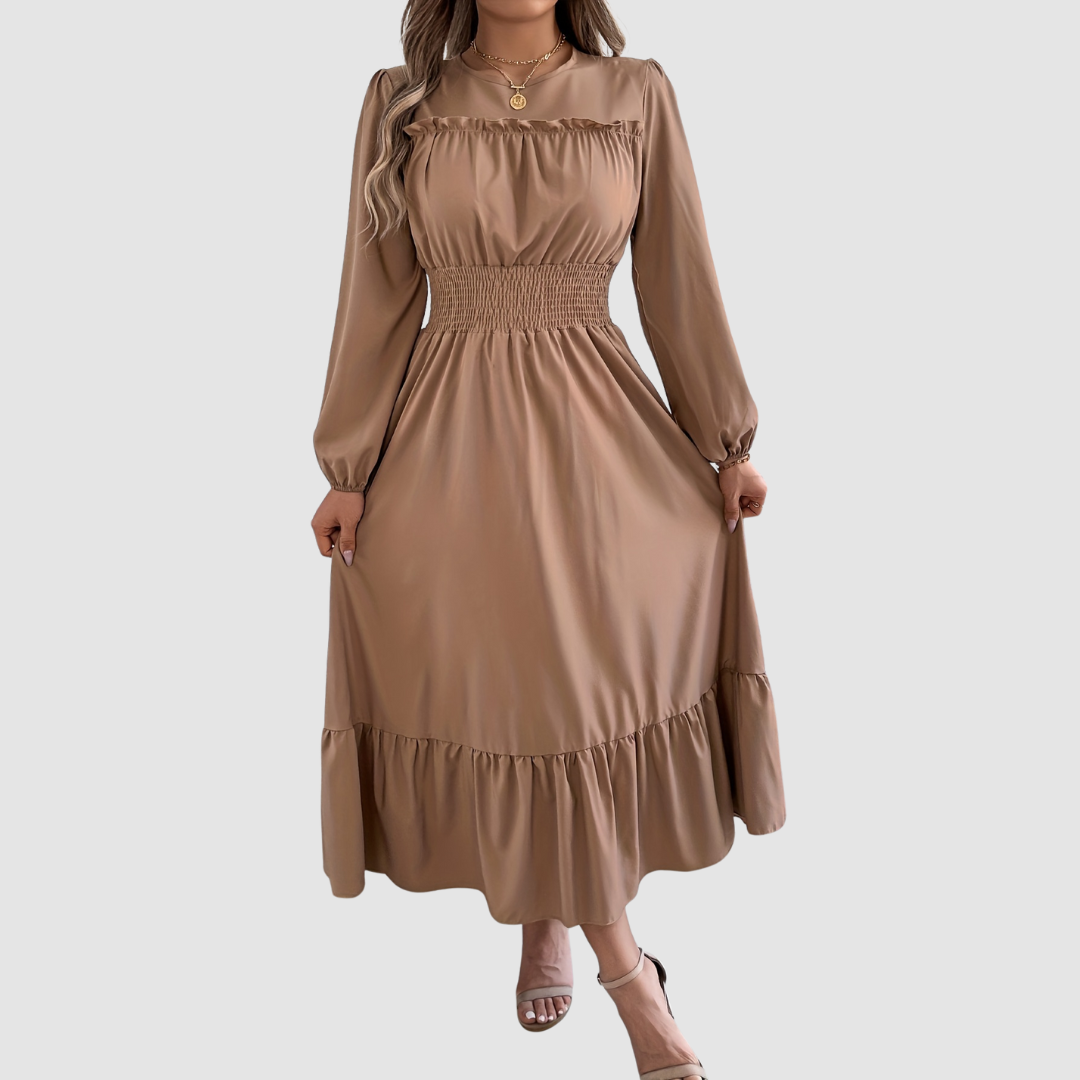 ISOLA LANE | NAVY RUFFLED HEM MIDI MEKKO