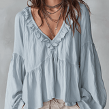 Ilmava Vintage-tyylinen Rypytetty Boheemi Paita