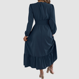 ISOLA LANE | NAVY RUFFLED HEM MIDI MEKKO