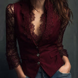 Noémie | Musta Blazer, jossa puoliksi läpinäkyvät hihat