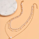 Trinity Pearl Layer Necklace Set