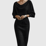 ISMÉRIA | VALKOINEN DRAPED BATWING MIDI-MEKKO