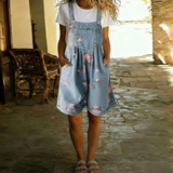 Judy | Vintage Pestyt Pehmeä Puuvillamainen Denim Kukallinen Haalaripuku