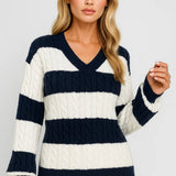MIRELLE | V-NECK KABELINEULE RAIKKAAT RAIKAT