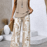 Ernestina™ | Luonnollinen Beige Pusero ja Kasvitieteelliset Housut