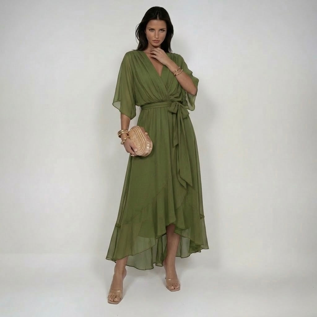 MARTA | V-kaula-aukkoinen sifonkimekko