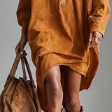 Sybil | Irtonainen kaulus V-pääntie painettu pitkähihainen midi-mekko