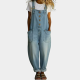 Mae | Vintage Pehmeät Puuvillaiset Denim-näköiset Haalarit Säädettävillä Olkaimilla
