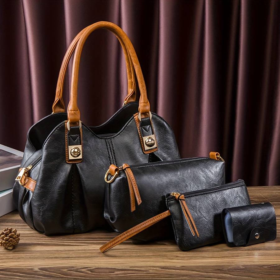 Zoe - Vintage 4-osainen Nahkalaukku Setti