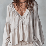 Ilmava Vintage-tyylinen Rypytetty Boheemi Paita