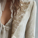 Constance | Ivoire Brodé Tailleur - Blazer