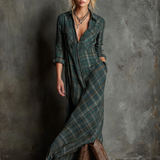 AILENE | CLASSIC GREEN PLAID SHIRT DRESS