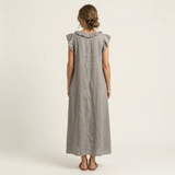 Josette | Rypytetty V-pääntie Pellava Maxi Mekko