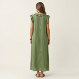 Josette | Rypytetty V-pääntie Pellava Maxi Mekko