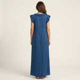 Josette | Rypytetty V-pääntie Pellava Maxi Mekko