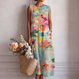 Carla™ | Elegantti Monivärinen Midi-Mekko