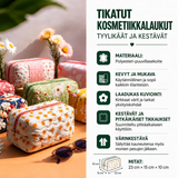 Vaatimaton kosmetiikkalaukku mehikasveilla