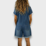 Joan | Vintage lyhyet Puuvilladenim-näköiset Haalarit