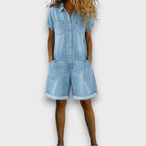 Joan | Vintage lyhyet Puuvilladenim-näköiset Haalarit