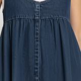 Karen | Vintage Pestyt Pehmeä Puuvillamainen Denim Maxi Mekko