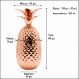 Käsintehty Kuparinen "Ananas" Juomalasi Setti (3 kpl)
