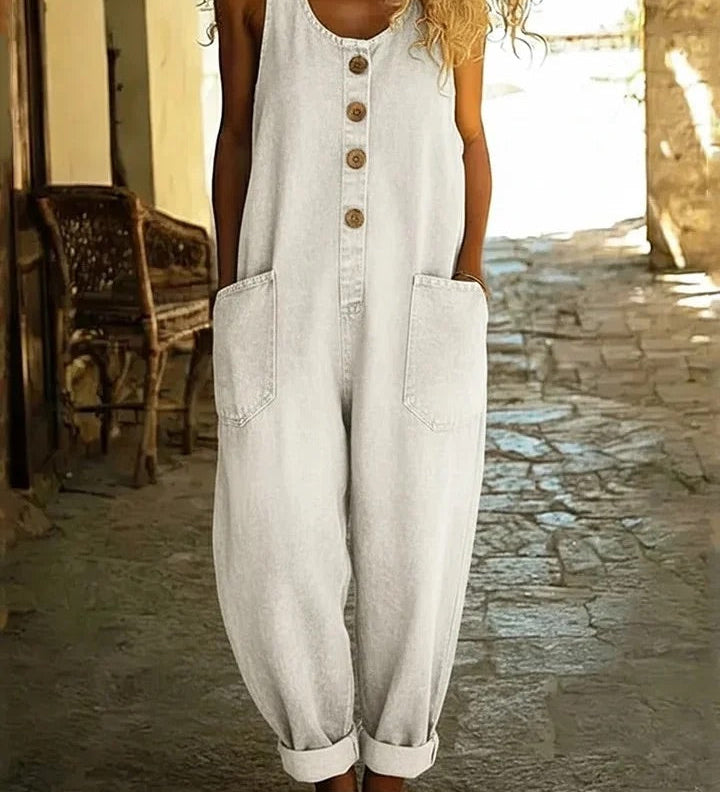 Ruth | Vintage Pestyt Puuvilladenim Overallit