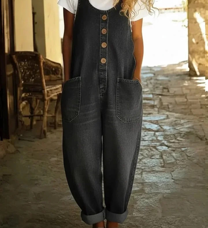 Ruth | Vintage Pestyt Puuvilladenim Overallit