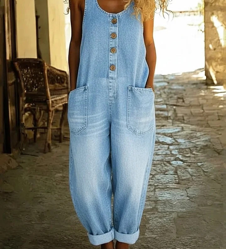Ruth | Vintage Pestyt Puuvilladenim Overallit